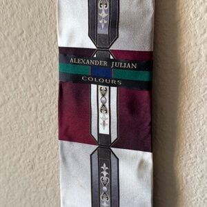 Colours By Alexander Julian Burgundy Maroon Designer Necktie Tie NWOT